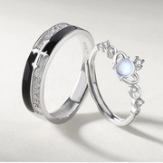 月光骑士情侣对戒925纯银戒指男女一对月光恋人情人节礼物送女友