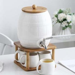 陶瓷冷水壶家用水杯杯具套装创意客厅泡茶壶耐热高温带龙头凉水壶