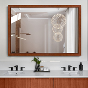 新中式实木浴室镜壁挂，卫浴镜洗漱台洗手间，卫生间镜子挂墙式梳妆镜