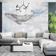 北欧几何鲸鱼墙布8d立体抽象电视背景墙壁纸客厅，沙发壁画卧室壁布