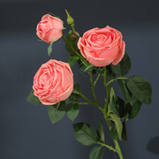 黛莉森仿真花手感3头玫瑰，保湿茶玫假花花束，客厅餐桌装饰婚花艺套