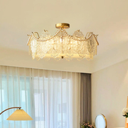 法式轻奢卧室吸顶灯，后现代简约水晶玻璃，主卧房间灯2022年灯具