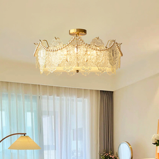 法式轻奢卧室吸顶灯后现代简约水晶玻璃主卧房间灯2022年灯具