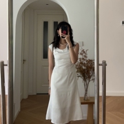 夏装 法式优雅纯色白色修身连衣裙中长裙 0.34KG