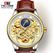 2021男女瑞士品牌男表夜光日历镂空金色高档腕表真皮机械表手表