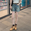 浅色牛仔短裤女士，夏季薄款2024年高腰，显瘦小个子外穿阔腿热裤