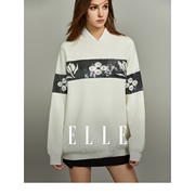 ELLE法式设计感宽松圆领毛针织衫女2023冬装高级感超好看毛衣