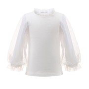 泡泡袖棉质白色打底衫，秋冬毛衣女童宝宝洋气长袖，半高领兔兔裙上衣