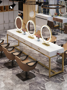 北欧led镜理发店发廊美容院美发店，影楼双面化妆镜，带灯双面台式镜