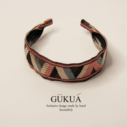 gukuali原创复古发箍头箍波，西米亚民族风格子，百搭发饰女头饰洗脸