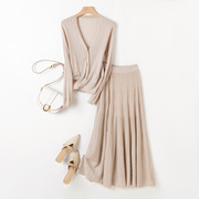 春装金葱银丝线优雅小香风法式百裙羊毛，针织半身长裙子女装