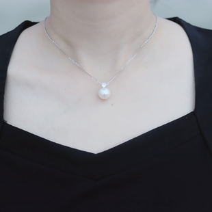 天然淡水珍珠吊坠王妃款单颗珍珠，颈链吊坠强光，10-12mm时尚锁骨链