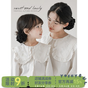 幼悠女童衬衫长袖亲子装花边翻领复古洋气白色娃娃衫秋冬儿童上衣