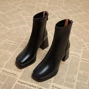 真皮惠州马丁靴女冬季加绒2023瘦瘦炸街短靴高跟防水台女靴子