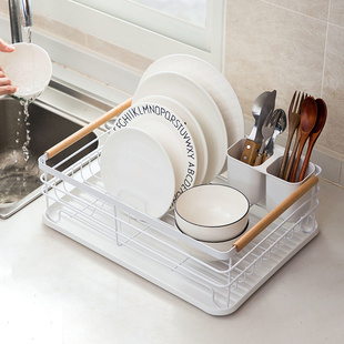 居家家碗碟收纳架双层沥水碗架置物架，台式碗柜厨房台面碗筷收纳盒