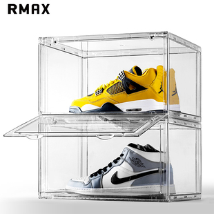 rmax亚克力全透明鞋盒，aj球鞋收纳展示盒子，磁吸抽屉式塑料折叠鞋柜