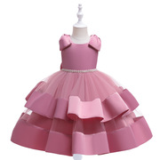 欧美女童公主裙钢琴，表演儿童礼服网纱蓬蓬，纱连衣裙生日礼服