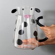 明尚德创意冰箱冷水壶家用玻璃杯凉水壶套装高颜值可爱卡通玻璃壶