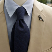 男士正装复古休闲免打领带羊毛，手感灰色蓝色条纹格纹商务职业面试