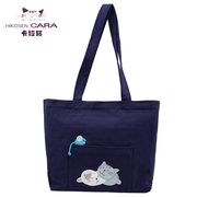 hikosencara卡拉猫单肩包日本原创设计糖果色帆布女手提包购物袋