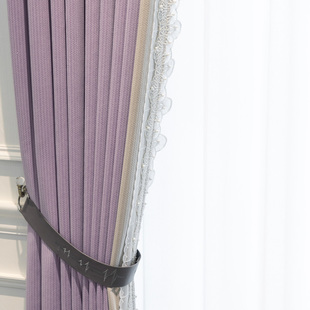 轻奢北欧高档大气婚房紫色卧室简约现代飘窗落地加厚遮光窗帘