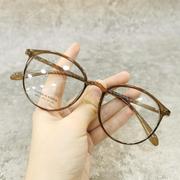 韩国眼镜复古大圆框，眼镜架女款显瘦素颜近视，眼镜框大脸潮平光镜男