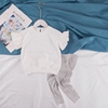 格林婴童C春夏季1-6岁女童白色字母短袖卫衣+打底裤时尚两件套装