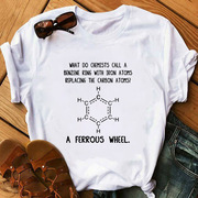 chemicalelement化学元素图案印花白色，t恤女短袖短装宽松