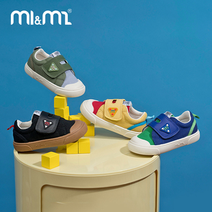 m1m2西班牙童鞋春秋季儿童帆布鞋多彩拼色魔术贴中小童宝宝鞋