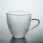 馨玉坊锤纹玻璃功夫茶杯加厚创意简易家用耐热带把品茗杯主人杯子