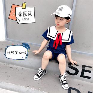 2024夏季韩版儿童学院风短袖套装男生女生夏季短袖校服套装