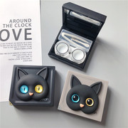 可爱大眼睛猫咪隐形眼镜盒子卡通，简约女款高级美瞳收纳盒护理盒