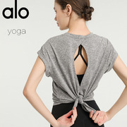 alo yoga 短袖速干运动服T恤夏季瑜伽服宽松美背上衣健身女