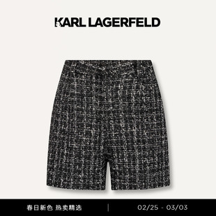karllagerfeld卡尔拉格斐2024早春黑白花呢短裤，女裤子老佛爷
