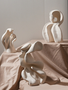 北欧现代创意艺术树脂抽象雕塑摆件侘寂风家居客厅书房样板间装饰