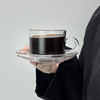 ins欧式透明带把咖啡杯碟套装 摩卡拿铁杯耐热玻璃冰咖啡杯花茶杯