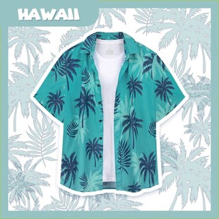 罪恶都市衬衫汤米花衬衣，男夏威夷风棕榈，叶沙滩(叶沙滩)海边度假服2024