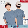 Gap男童2024春夏logo宽松圆领牛仔印染短袖T恤儿童装401274