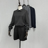 春秋冬款灰色条纹长袖衬衫，直筒宽松职业装，ol风格气质黑色工作衬衫