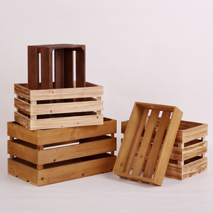 实木收纳箱复古长方形木箱子超市陈列装饰水果箱木条箱木框箱定制