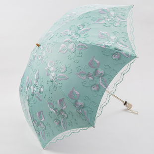 新刺绣遮阳伞防晒抗UV蕾丝女神洋伞黑胶遮阳伞可携W式晴雨两用伞