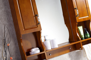 欧式1.1米浴室柜橡木落地卫生间，洗手盆仿古卫浴柜，组合洗漱台1.2cm