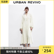 UR秋季女装复古法式慵懒度假气质泡泡袖连衣裙UWH730023