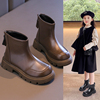 女童加绒靴子2023冬季儿童，马丁靴女宝百搭短靴中大童保暖棉靴
