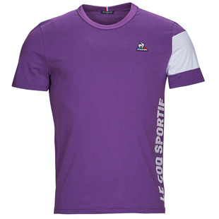 Le Coq Sportif法国公鸡男装上衣圆领短袖运动T恤紫色2024夏季款