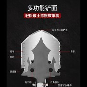 户外工兵铲多功能摺叠登山兵工铲露营钓鱼挖土铁锹军工铲子工具