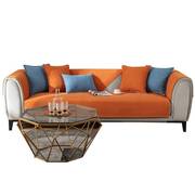 橘色沙发垫亚麻棉麻防滑四季通用坐垫子橙色简约现代老粗布套罩巾