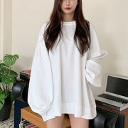 2021春装韩版薄款蝙蝠袖卫衣女，胖妹妹大码300斤长袖，白色t恤潮