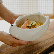 。泽滕家日式陶瓷碗盘可爱小熊，碗椭圆盘沙拉，碗餐具套装面碗饭碗汤