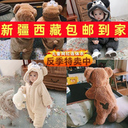 新疆秋冬季宝宝连体衣服达菲熊超萌小孩婴儿童装爬服动物睡衣